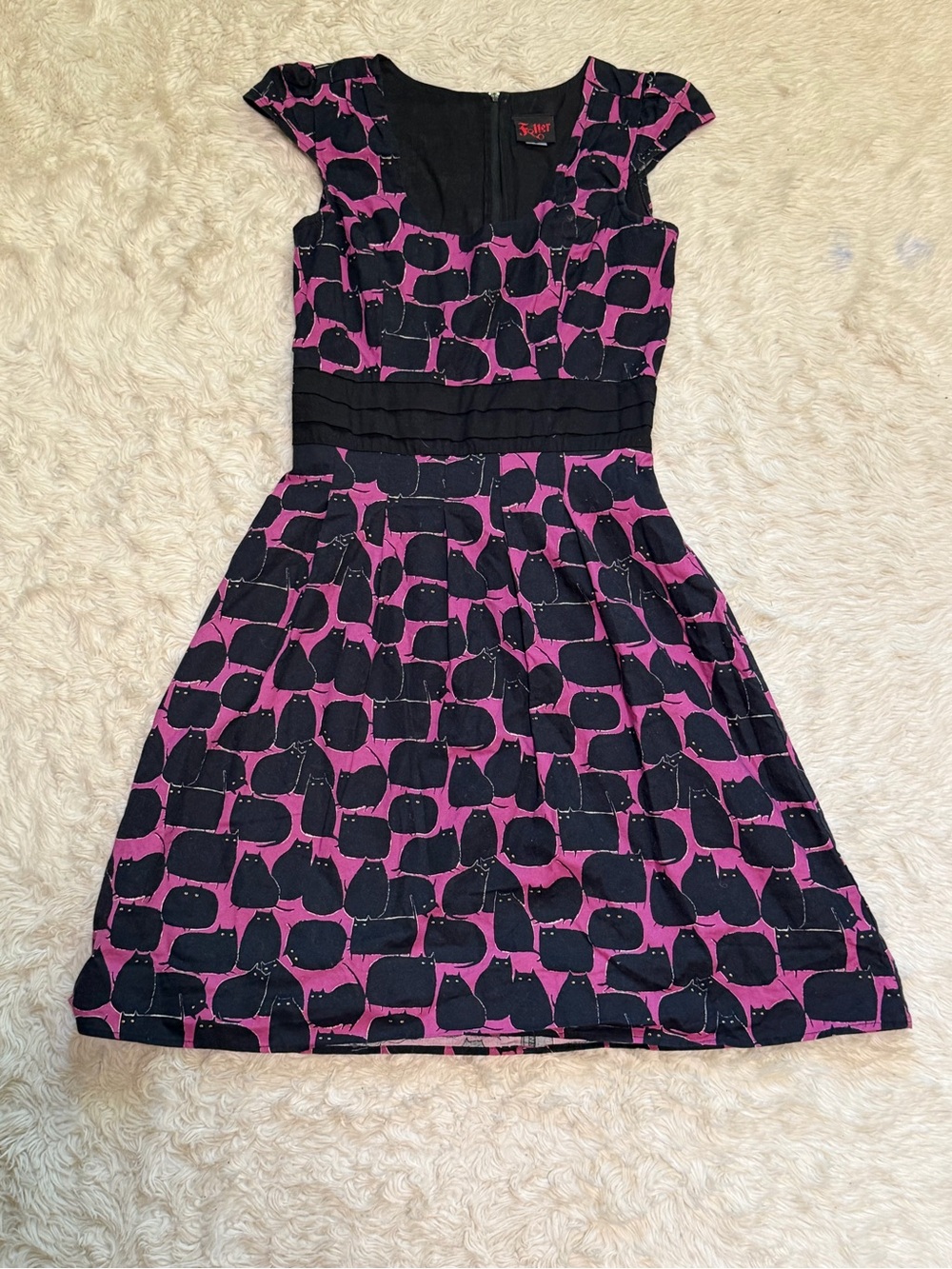 Folter Hocus Pocus Cat Print Dress - Size Medium - Picture 2 of 6